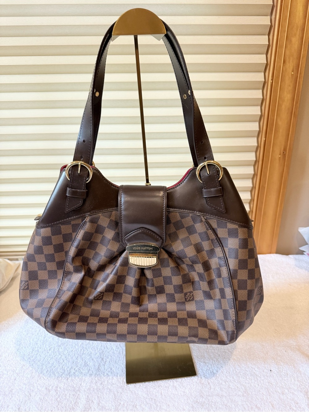 Louis Vuitton Sistina Brown Check Pattern Shoulder Bag